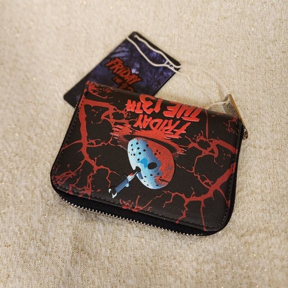 Loungefly Friday the 13th Jason Voorhees Mask Halloween Horror Movie Zip Wallet - Picture 9 of 12